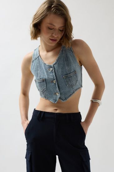 Denim Cepli Yelek resmi